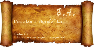 Beszteri Agnéta névjegykártya
